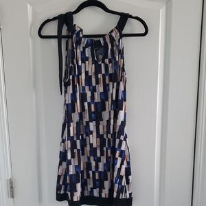 White House Black Market Abstract Mini Dress - Black, Blue, White